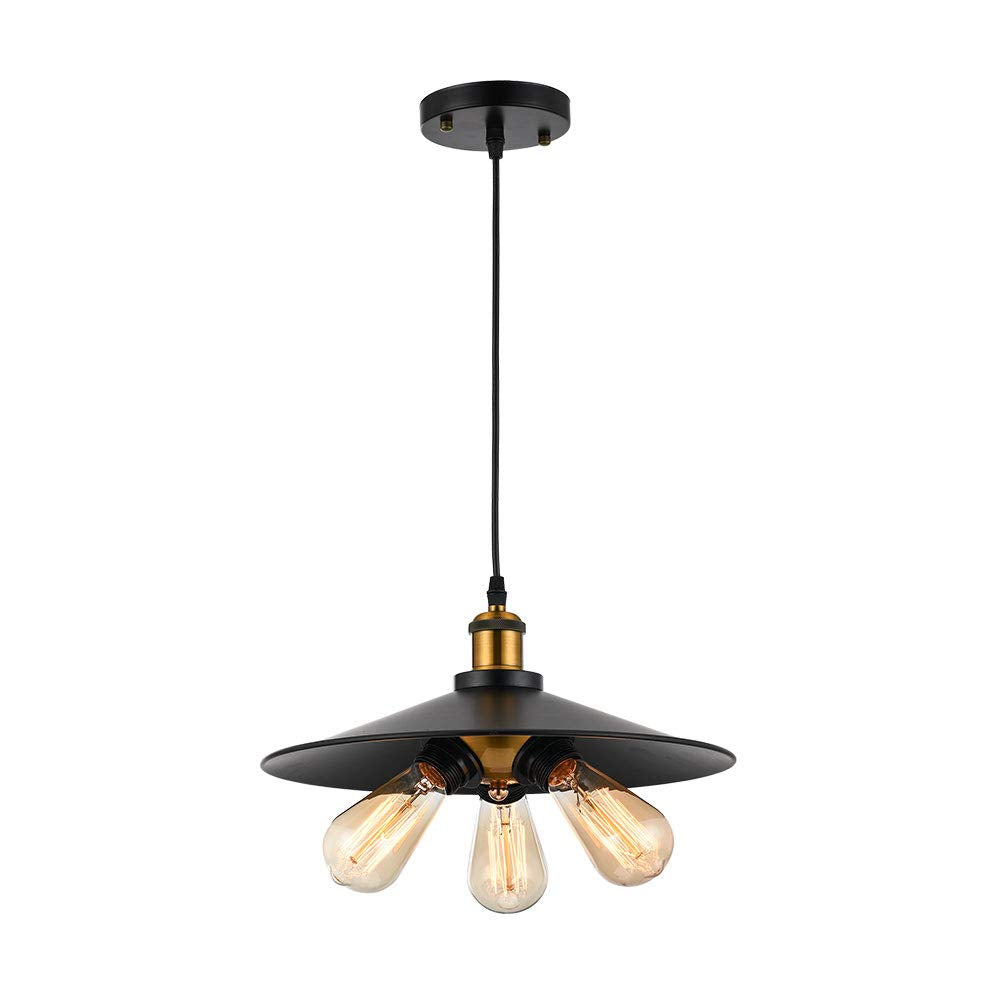Moderner Industrie-Lampenschirm Aus Metall – Schwarzer Hängeschirm Für Edison-Lampen (Ø 30 Cm)