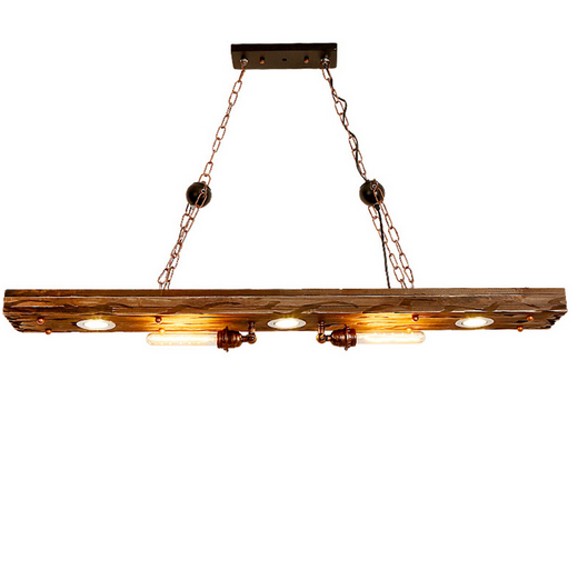 Vintage-Kronleuchter aus Holz, mit einer Kombination aus Holz + schwarzem Eisen