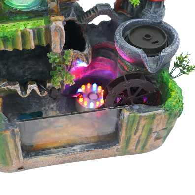 Zimmerbrunnen Zen Wasserfall Indoor Desktop Brunnen Wasserfall Nebel Effekt LED Fisch Aquarium