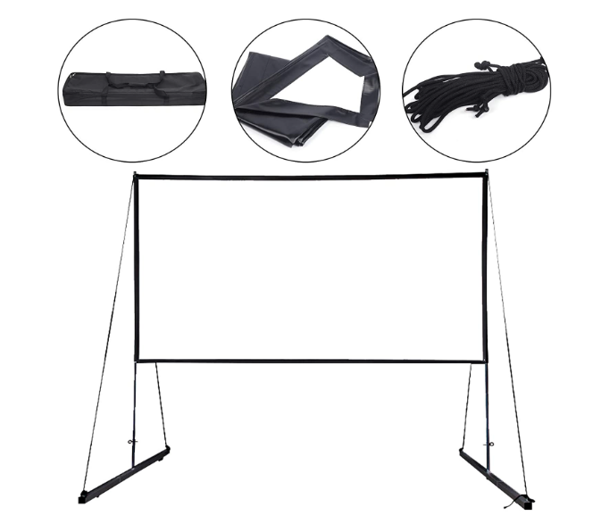 150 Zoll Projektionswand Tragbare Dia Leinwand Beamer 16: 9 Mobile Stativleinwand mit Ständer