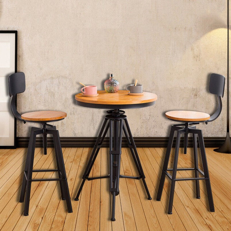 2er Barhocker Barstühle mit Fußstütze Vintage Frühstücksbar