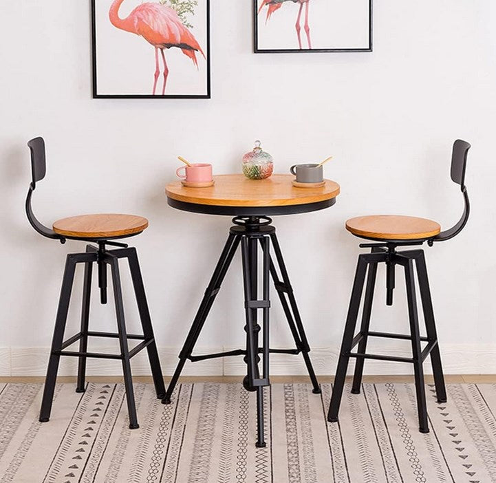 2er Barhocker Barstühle mit Fußstütze Vintage Frühstücksbar