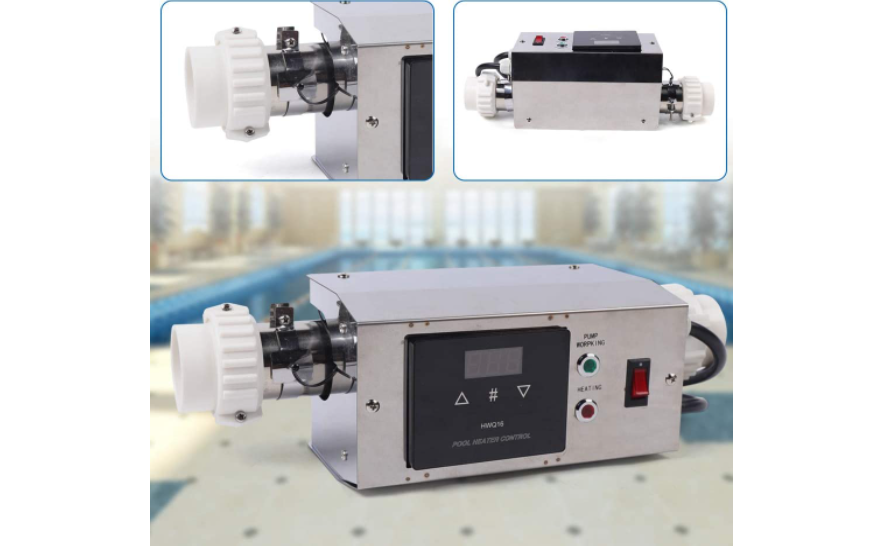 3KW Poolheizung Edelstahl Elektrisch Schwimmbadheizung Poolheizung Thermostat  Elektrische Heizung Swimmingpool