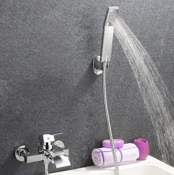 Badewanne Wasserhahn mit Handbrause Chrom Wandduschmischer