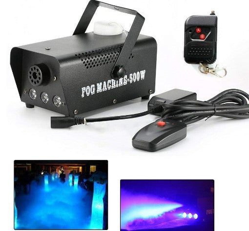 Mini-Rauchmaschine 500W, Rauchmaschine mit Funkfernbedienung und farbigen Lichtern