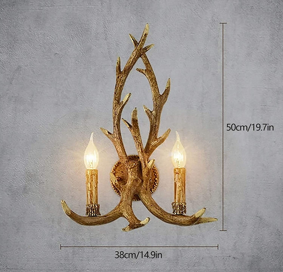 Harz Geweih Wandleuchte 2 Light Deer Horn Wandleuchte Vintage rustikale Retro Leuchten