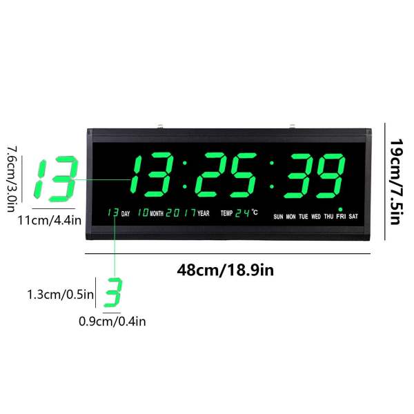 LED Digitaluhr Plastik Rahmen Netzbetriebene Kalender Uhr Temperatur Wanduhren