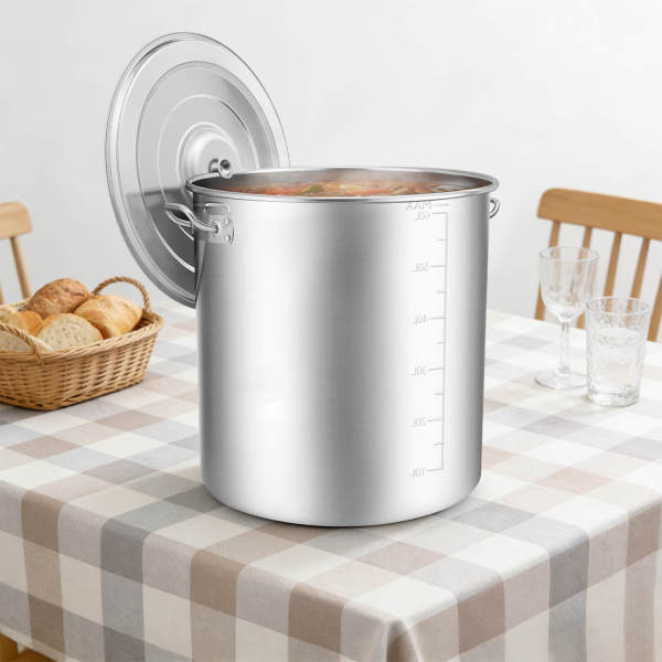 70-Liter-Edelstahl-Kochtopf, 45 cm großer Suppeneimer – 3,0 mm dicker Profi- Kochtopf mit Deckel