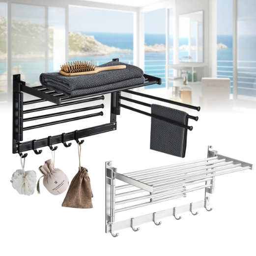 Badezimmerregal, wandmontierter drehbarer Handtuchhalter