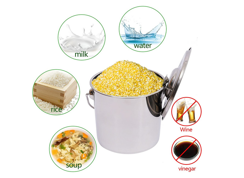 12L/20L Eimer Kücheneimer Futtereimer Wassereimer Edelstahl mit Henkel & Deckel