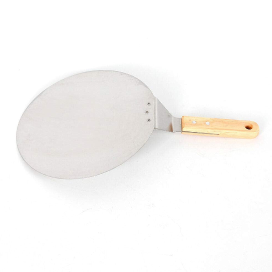 CNCEST Pizzaschieber Runde Edelstahl Pizzaschaufel mit Holzgriff zum Backen