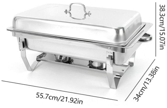 NEU 3 Grid Chafing Dish Speisenwärmer Edelstahl Warmhaltebehälter 9L