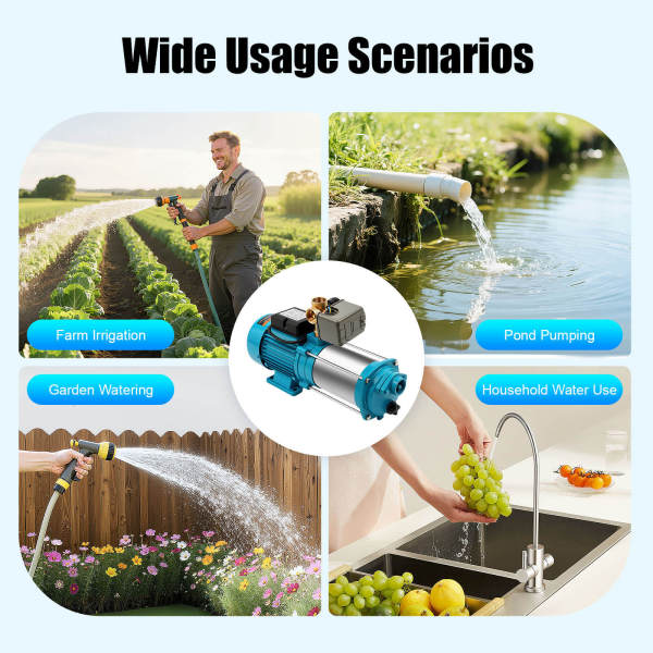 Produktbild von Gartenpumpe 2500W Kreiselpumpe Mit Druckschalter – 160 L/min, Förderhöhe 100m, Für Bewässerung & Wasserversorgung