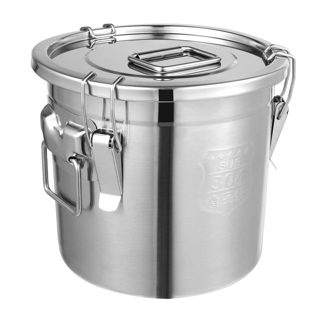 6L/12L Eimer mit Deckel Edelstahl Kücheneimer Getreidebehälter Mehlbehälter Aufbewahrungseimer