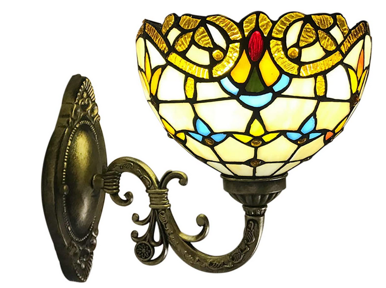 Tiffany Wandleuchte E27 Retro Glasmalerei Lampenschirm Landhausstil Flurlampe