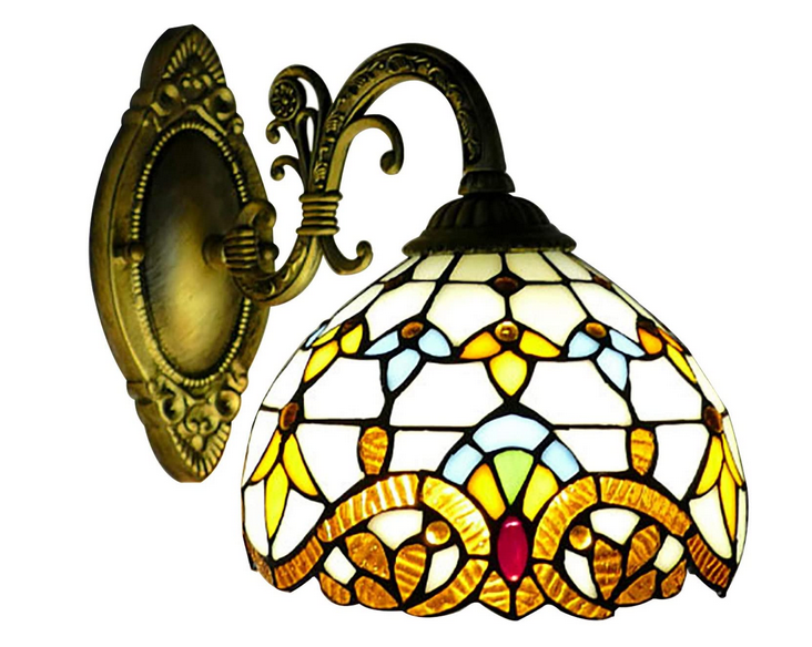 Tiffany Wandleuchte E27 Retro Glasmalerei Lampenschirm Landhausstil Flurlampe