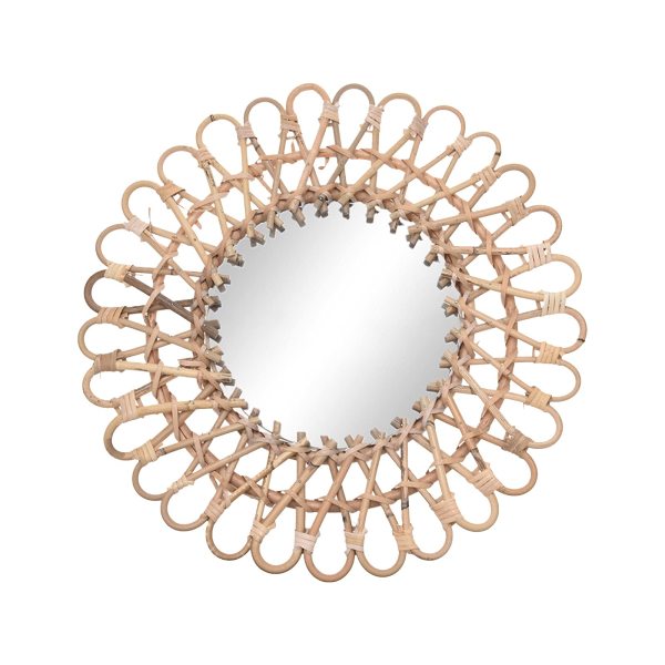 CNCEST Wandbehang Spiegel Rattan Sonnenblumen Kreis Wand Spiegel Dekor Nordische Primärfarben Wicker Make-Up Spiegel