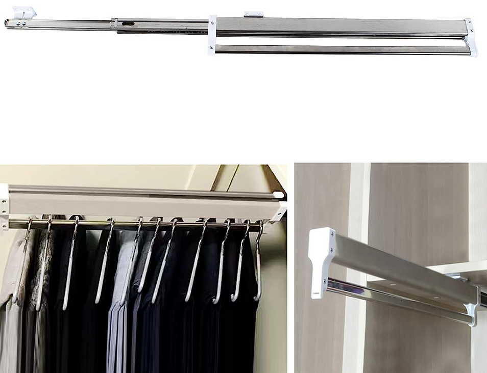 Schrankrohr ausziehbar 54-110CM Teleskopstange Kleiderstange Bügel,Garderobenauszug für Kleiderschrank