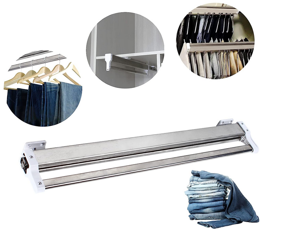 Schrankrohr ausziehbar 54-110CM Teleskopstange Kleiderstange Bügel,Garderobenauszug für Kleiderschrank