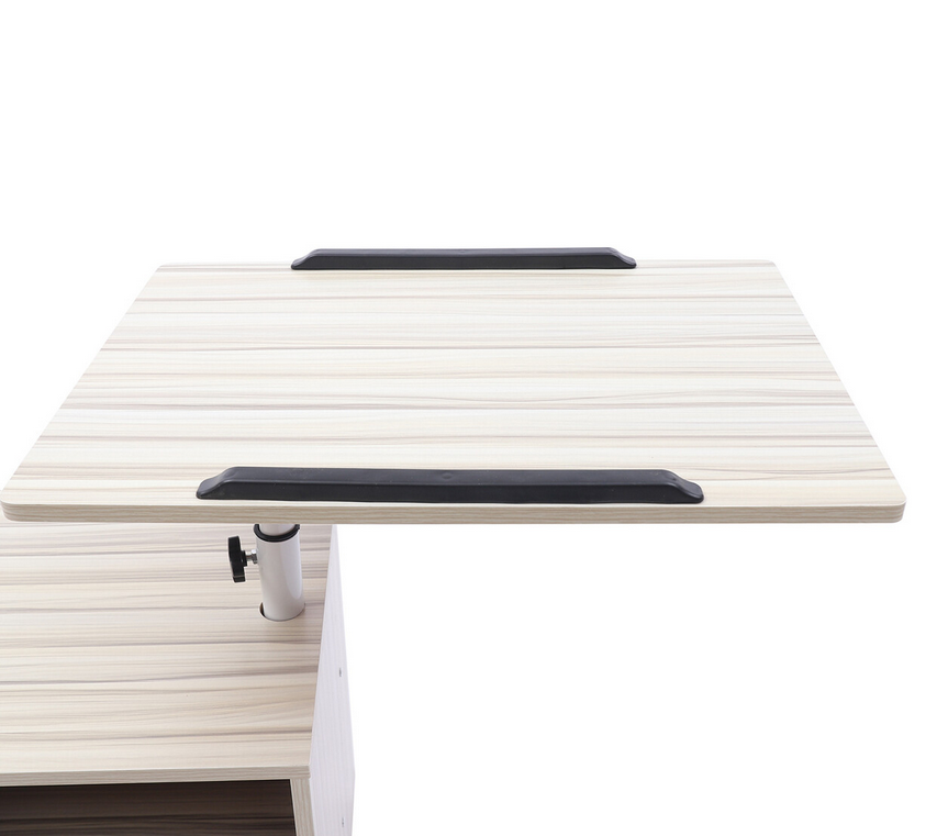 Funktioneller drehbarer Nachttisch verstellbar mit Schubladen, Rollen, mobiler drehbarer Nachttisch mit offener Ablagefläche