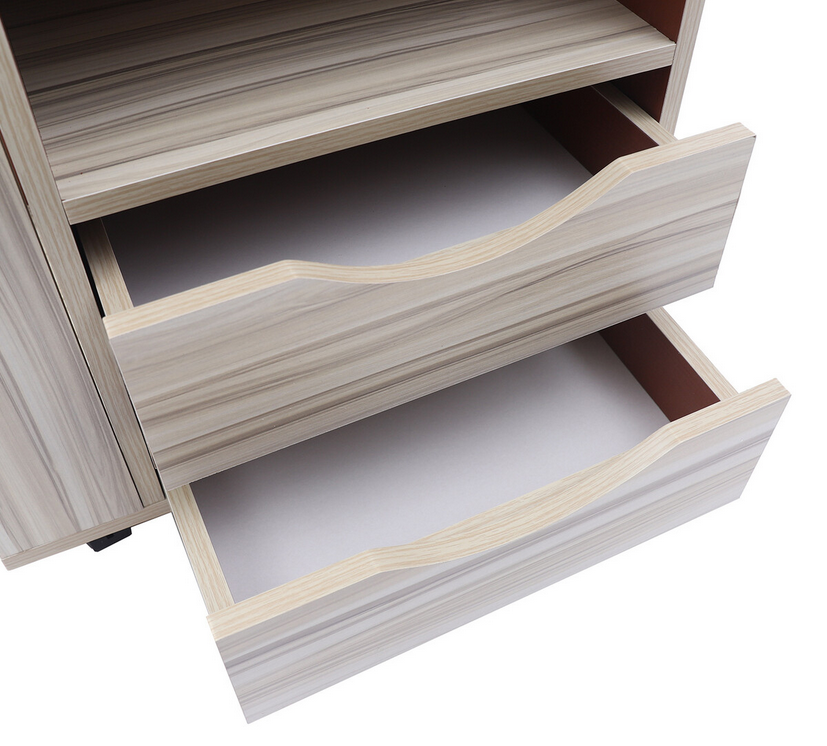 Funktioneller drehbarer Nachttisch verstellbar mit Schubladen, Rollen, mobiler drehbarer Nachttisch mit offener Ablagefläche