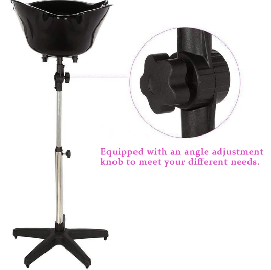 48 x 50 cm Mobil Friseur Waschbecken Schwarz Mobile Rückwärtswaschbecken