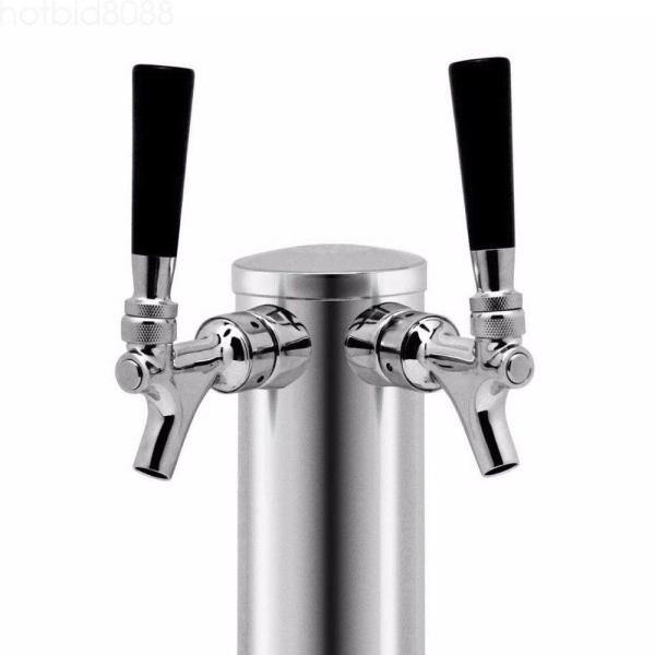2 Hähne Edelstahl Biersäule Biertürme Getränkespender Bierturm mit 2 Zapfhahn Silber