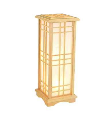 220 V Japanische Stehlampe Kiefer Tischlampe mit Lampenrahmen aus Holz und Lampenschirm aus Schaffellimitat Nachttischlampe