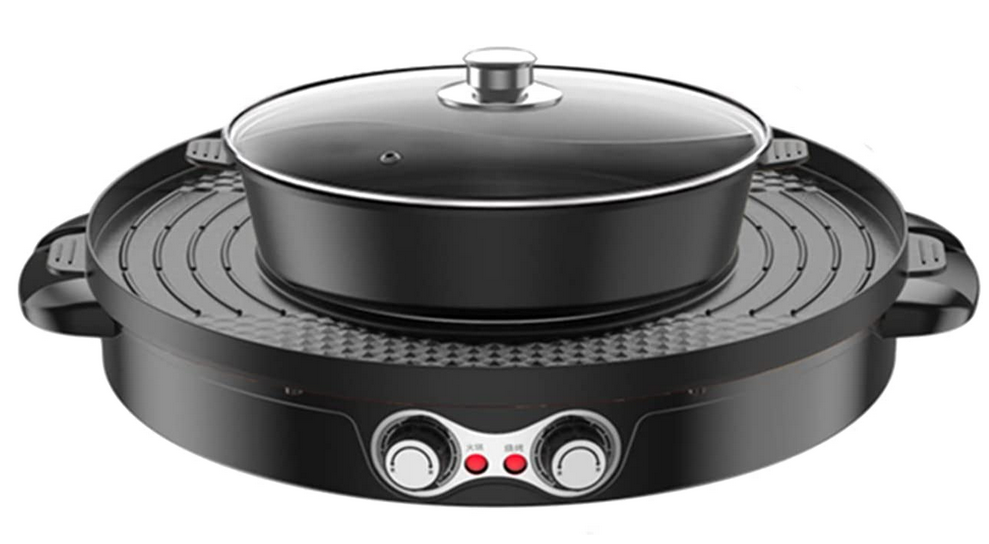 2 IN1 2200W Elektrische Hot Pots Elektro Grillpfanne Doppelte Trennung Multifunktion