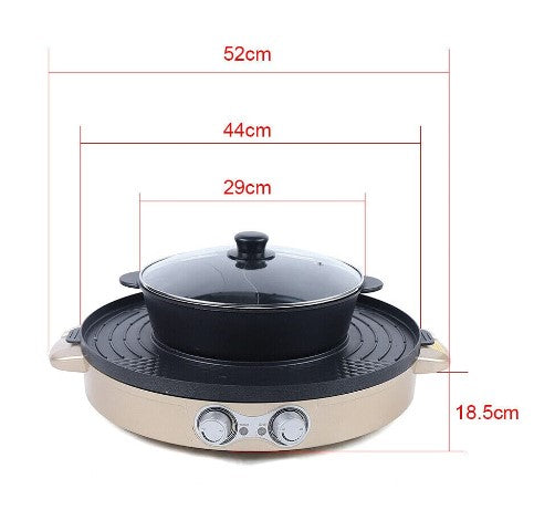 2in1 Elektrische Hot Pots+Grillpfanne Multifunktions Grillplatte Heißen Topf Antihaft Mandarinente Topf