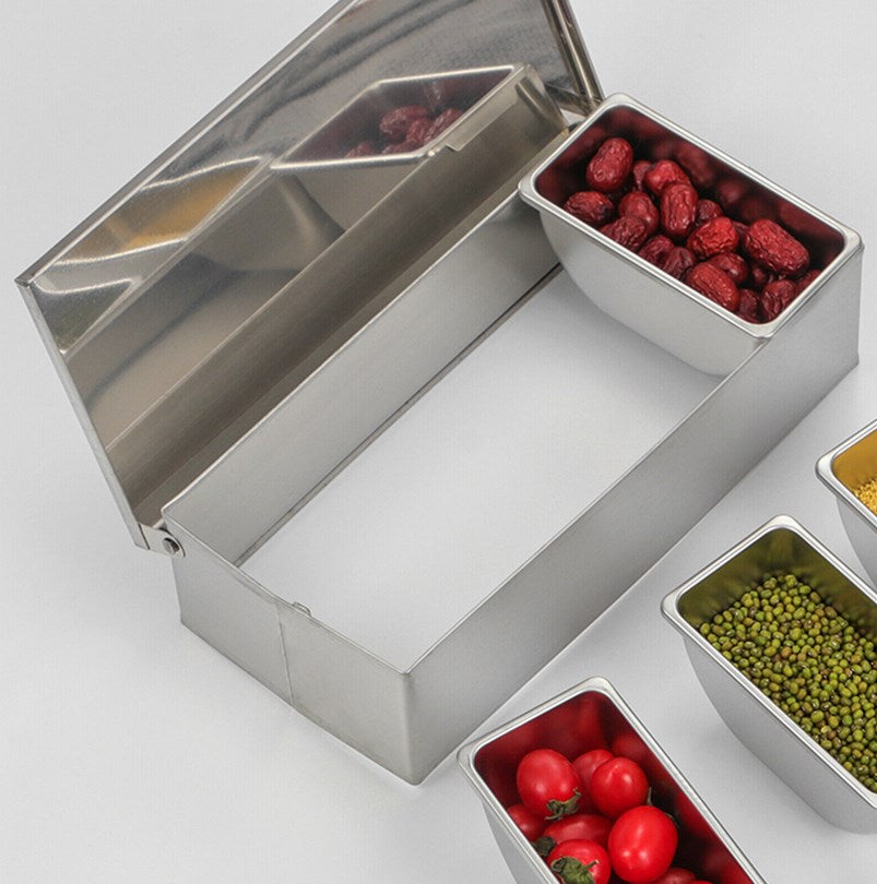 5 Stück Küche Gewürzbox Set mit Abdeckungen, Gewürzbehälter, Küchenutensilien Zutatenbehälter Edelstahl