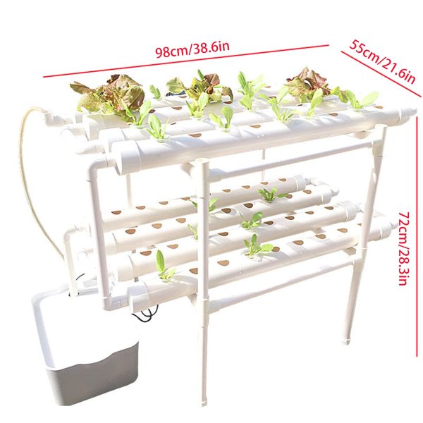 2 Schicht Hydroponische Anzuchtsets Hydroponisches PVC-Rohr Growkit mit Wasserpumpe