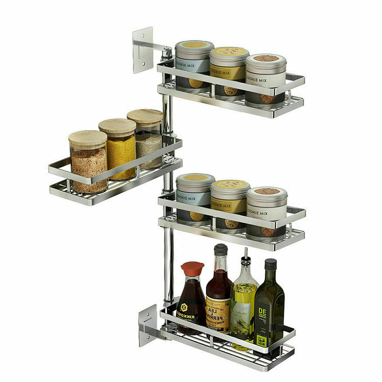 Küchenregal Wandmontage Gewürzregal 4 Lagen Organizer
