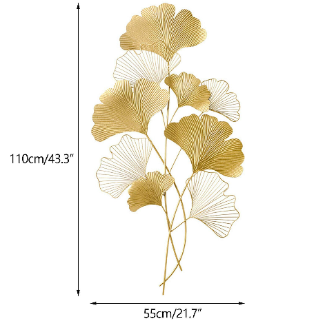 Goldenes Ginkgo Blatt Wandbehang Dekor Gingko Blatt Wand Kunst Wandbehang