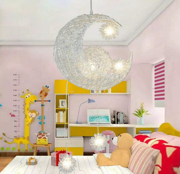 Deckenlampe Leuchte Kinder Mond LED Hänge Lampe Kreative Zimmer Kronleuchte Pendelleuchte