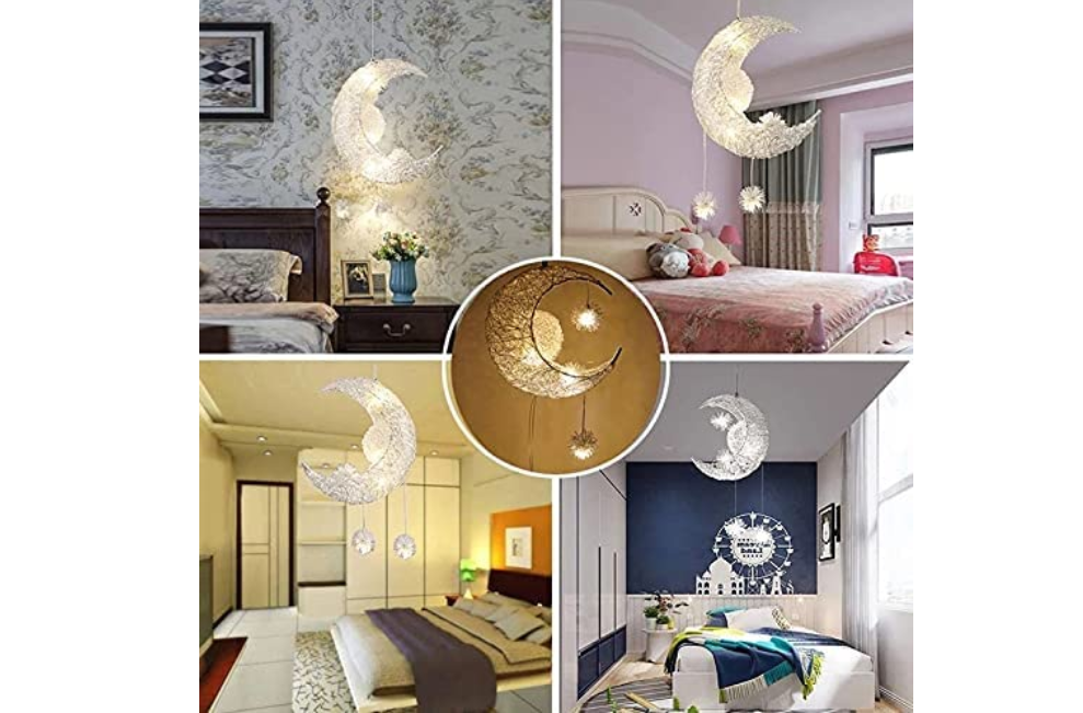 Deckenlampe Leuchte Kinder Mond LED Hänge Lampe Kreative Zimmer Kronleuchte Pendelleuchte
