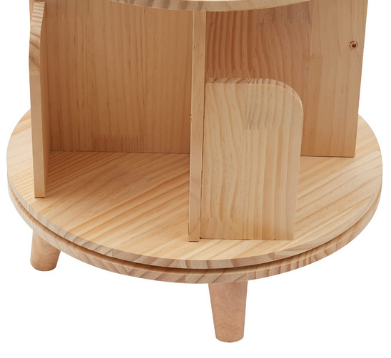 Drehbares Bücherregal Holz Drehregal Holzregal Aktenregal CD/DVD Aufbewahrung 4 Fächer für Büro und Haushalt Kleine Beistelltisch Mini