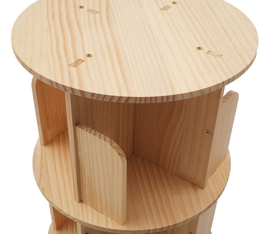 Drehbares Bücherregal Holz Drehregal Holzregal Aktenregal CD/DVD Aufbewahrung 4 Fächer für Büro und Haushalt Kleine Beistelltisch Mini