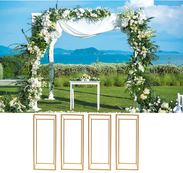 4 X Gold Metall Blumenständer Bodenständer 60x24x24XCM Abnehmbarer Blumenständer Säulenständer