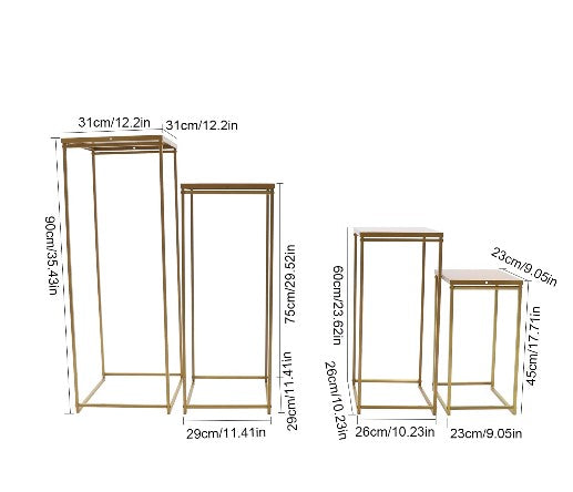 4PCS Blumenständer Hochzeitsblumenständer Goldvasen Geometrisches Design Blumenvase Rechteckige Blumen Display Rack