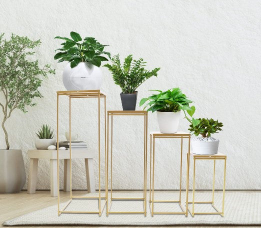 4PCS Blumenständer Hochzeitsblumenständer Goldvasen Geometrisches Design Blumenvase Rechteckige Blumen Display Rack