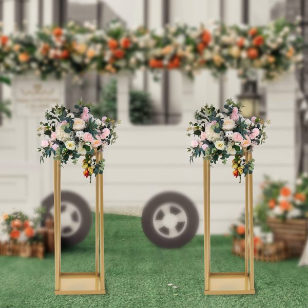 2 Stücke Gold Blumenständer Hochzeit Bodenständer