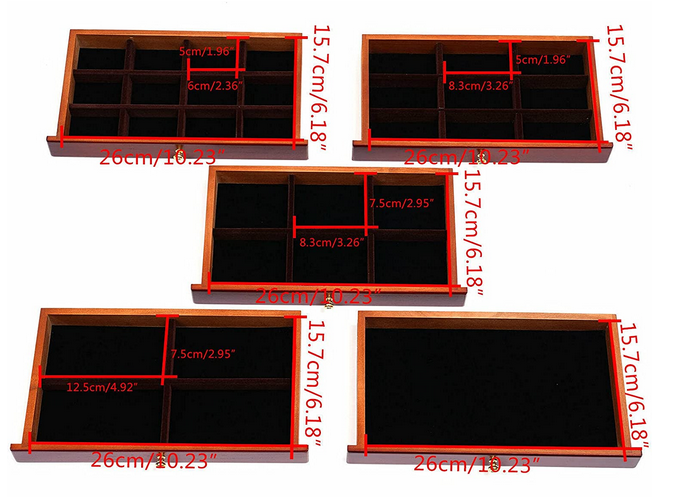 Retro 6 Schichten Holzschmuck Vitrine Schrank Organizer Schmuckkasten