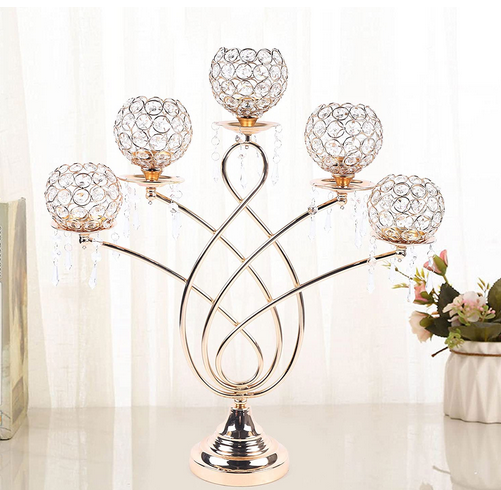 Kristall Metall Votiv Kerzenhalter 5-Arm Kerzenständer 62cm Hoch Hochzeit Event Kandelaber Kerzenhalter Dekor Handwerk