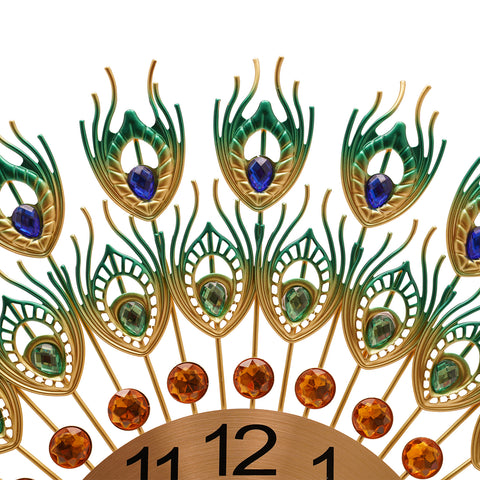 Luxus Diamant Wanduhr Bunt Pfau Wandhängende Wanduhr Wohnzimmer Art Dekor