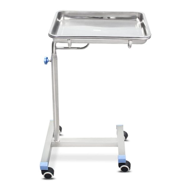 Mobiler Wagen aus Edelstahl Verstellbare Höhe mit Tablett Mobiler Wagen Tablettgestell für Krankenhäuser, Kliniken, Zahnmedizin, Schönheitssalons