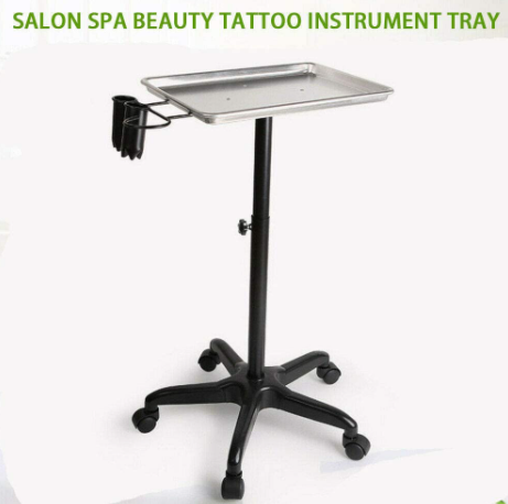 Friseurwagen Arbeitswagen Aluminium Rollwagen Schönheit Tablett Höhenverstellbar mit Metallring und 2 Tassen