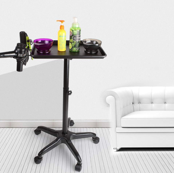 Friseurwagen Arbeitswagen Aluminium Rollwagen Schönheit Tablett mit Metallring und 2 Tassen