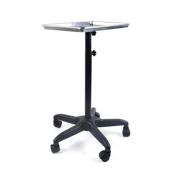 CNCEST Salon Trolley Höhenverstellbarer Beauty-Rollwagen 70-110 cm  mit Silbertablett Friseurablage