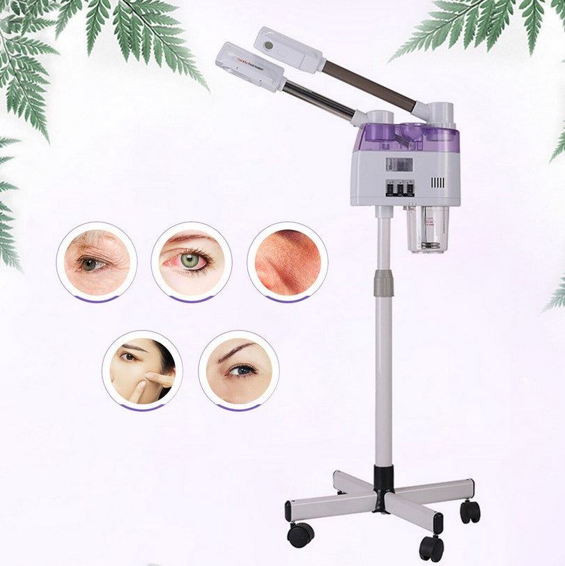 Bedampfer Gesichtsdampfer Gesichtssauna Porenreiniger Ozon Facial Steamer Verdampfe Doppelrohr Dampfgerät Schönheit Maschine